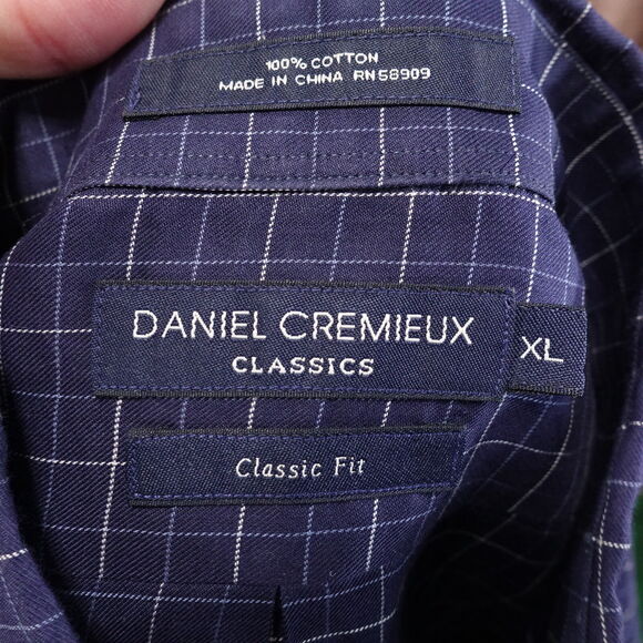DANIEL CREMIEUX CLASSICS CLASSIC FIT BLUE CHECK BUTTON UP SHIRT MENS XL - Picture 6 of 6